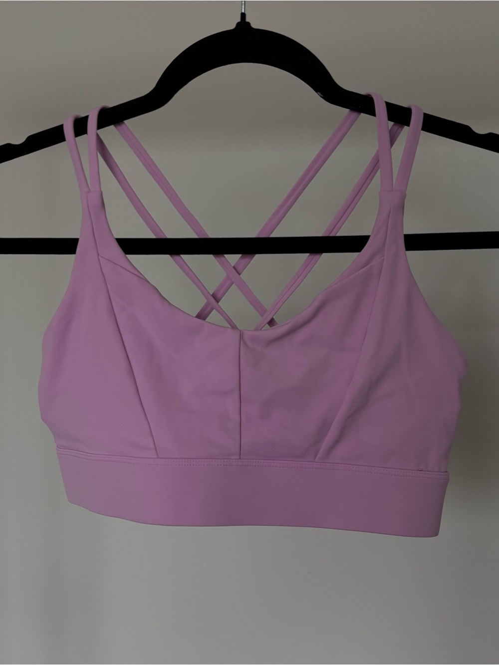 Lavender Strappy Sports Bra with Crisscross Back